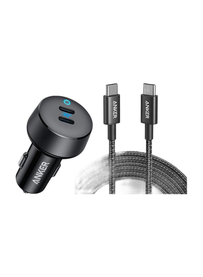 Anker USB C Car Charger, 40W 2-Port PowerIQ 3.0 Type C Adapter & Anker USB C to USB C Cable(10FT,100W) - Image 1