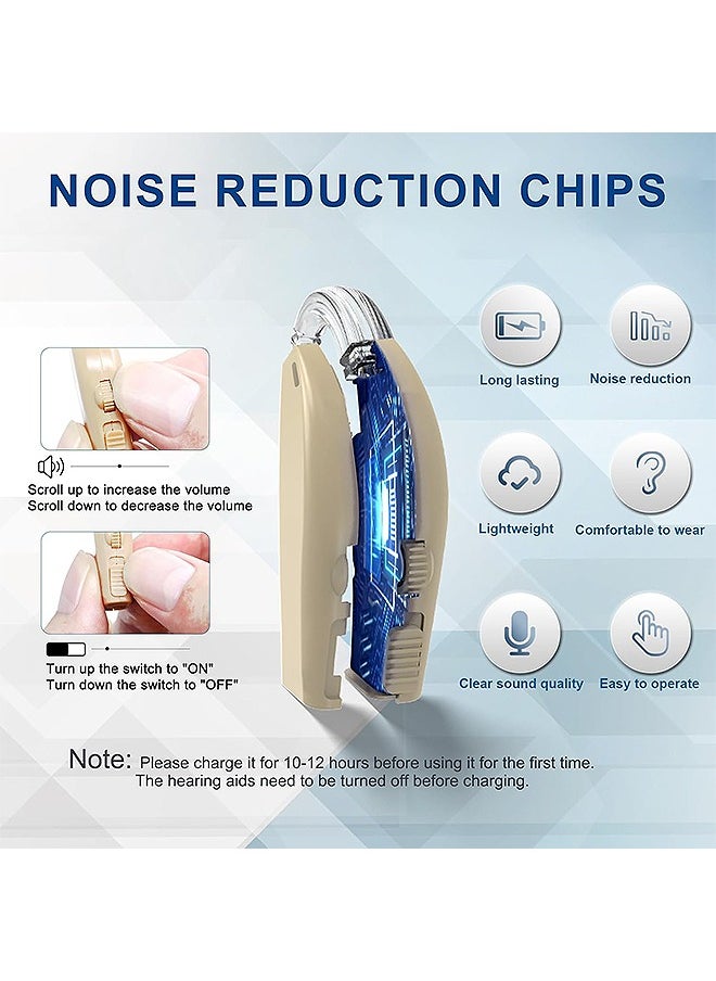 OLO Rechargeable Hearing Aids with LED Power Display, Hearing Aid Devices with Noise Cancelling and Volume Control, Digital Hearing Amplifier for Hearing Impaired (White)  - Image 5