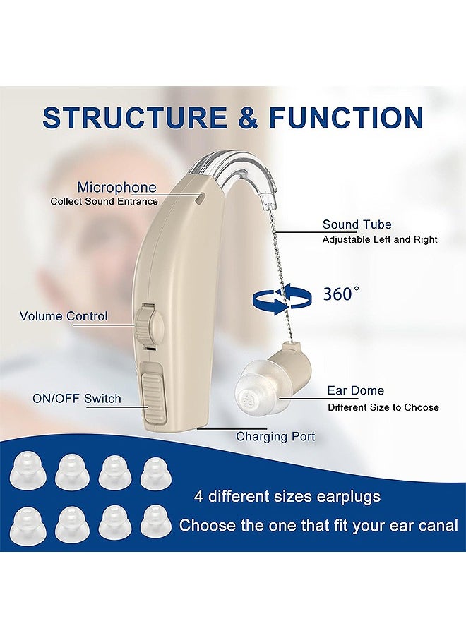 OLO Rechargeable Hearing Aids with LED Power Display, Hearing Aid Devices with Noise Cancelling and Volume Control, Digital Hearing Amplifier for Hearing Impaired (White)  - Image 2