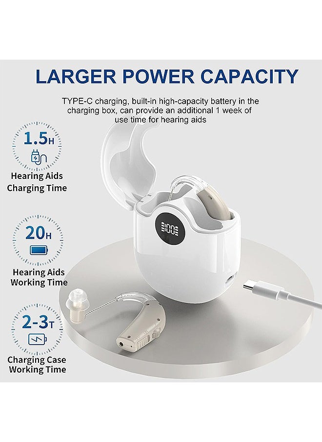 OLO Rechargeable Hearing Aids with LED Power Display, Hearing Aid Devices with Noise Cancelling and Volume Control, Digital Hearing Amplifier for Hearing Impaired (White)  - Image 4