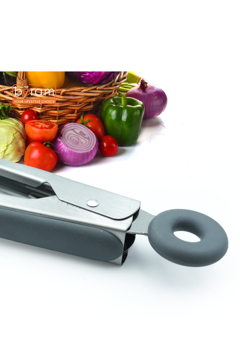 Beram Silicone Tong with Stainless Steel Handles Heat Resistant Non-Stick Safe BPA-Free Cooking Tools–Grey (Single Tong) - Image 3