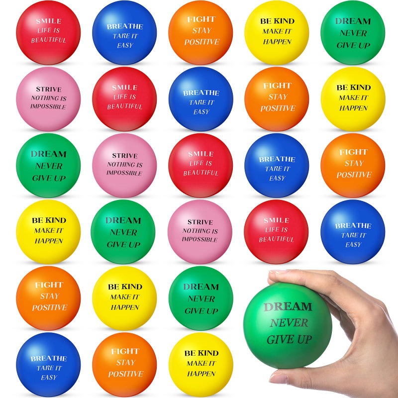 Sotiff 30 Pcs Motivational Stress Ball Bulk 275 Inch Colorful Foam Inspirational Relief Quotes Stress Balls Employee Appreciation Gift Large Relief Anxiety Toys for Adult CoworkerStylish - Image 3