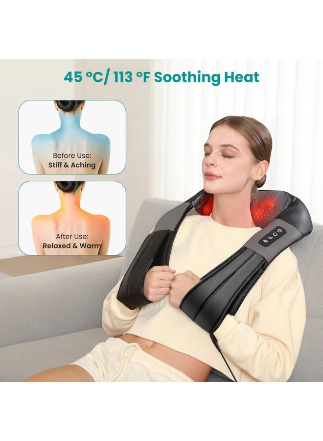 Nekteck مدلك الرقبة والظهر شياتسو مع حرارة مهدئة، وسادة تدليك كهربائية عميقة ثلاثية الأبعاد لتخفيف آلام العضلات في الكتف والساق والجسم، للاستخدام في المنزل والمكتب والسيارة - Image 3
