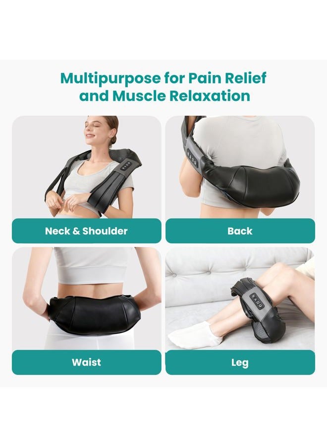 Nekteck مدلك الرقبة والظهر شياتسو مع حرارة مهدئة، وسادة تدليك كهربائية عميقة ثلاثية الأبعاد لتخفيف آلام العضلات في الكتف والساق والجسم، للاستخدام في المنزل والمكتب والسيارة - Image 5