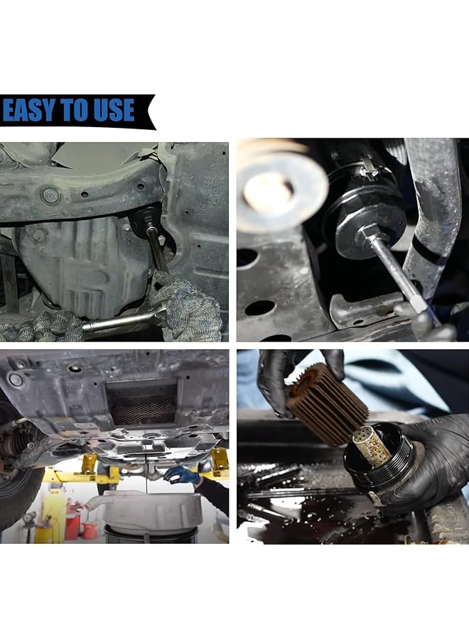 أداة إزالة غطاء فلتر الزيت من الألومنيوم، مجموعة مفاتيح فلتر الزيت، 64.5 مم، 14 فتحة، متوافقة مع جميع سيارات تويوتا ولكزس وسكيون وراف فور وكامري وتندرا وهايلاندر ولكزس ES300H والمزيد، عبوة من قطعتين - Image 3