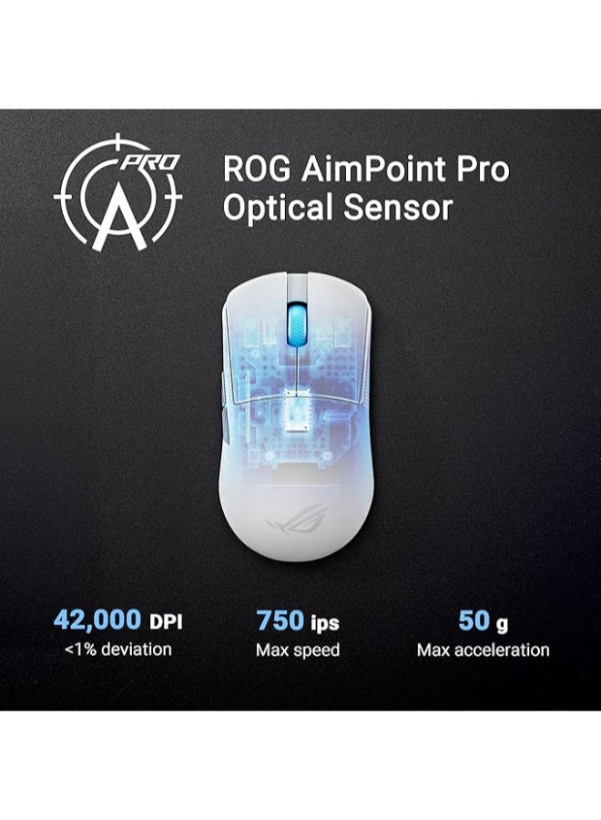 ASUS ROG Harpe Ace Mini Wireless Gaming Mouse, 49g Lightweight, AimPoint Pro 42K Optical Sensor, Optical Micro Switches, ROG Polling Rate Booster, Esports & FPS Gaming, Small, Medium, White - Image 5