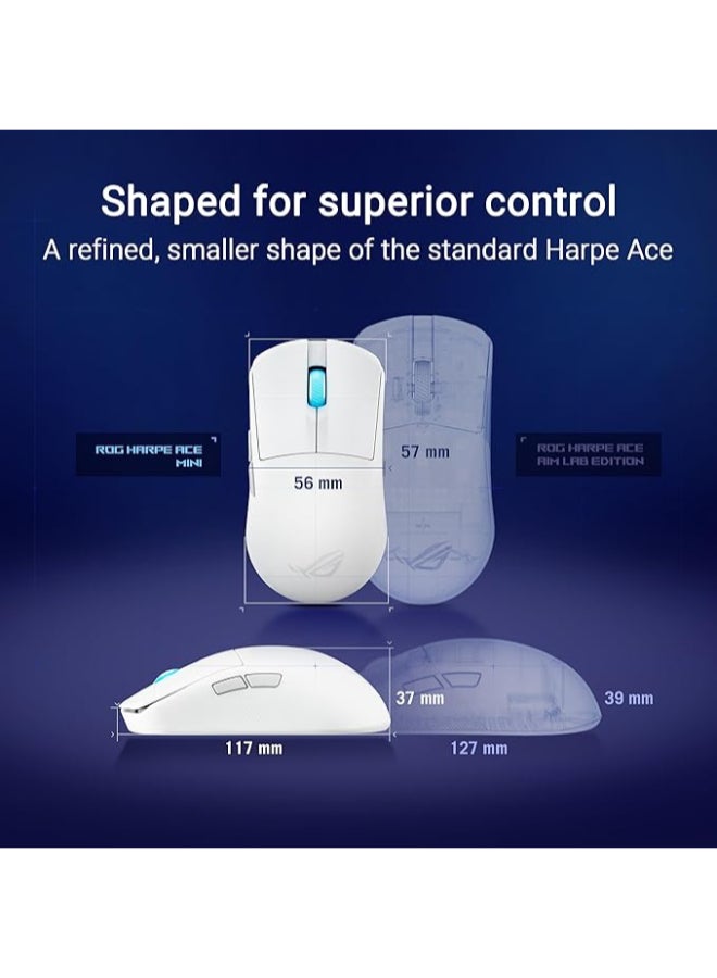 ASUS ROG Harpe Ace Mini Wireless Gaming Mouse, 49g Lightweight, AimPoint Pro 42K Optical Sensor, Optical Micro Switches, ROG Polling Rate Booster, Esports & FPS Gaming, Small, Medium, White - Image 3
