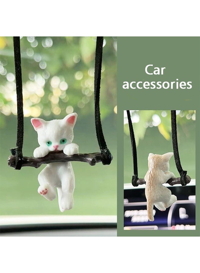 ليمون زينة أرجوحة بيضاء، غصن شجرة، تعليق مرآة الرؤية الخلفية، إكسسوارات تعليق، مناسبة للسيارات والشاحنات وسيارات الدفع الرباعي (القطط). - Image 2