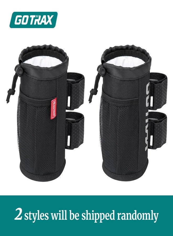 GOTRAX Cup Holder, Bike Water Bottle Holder for E Scooters & E-Bikes - Adaptable, No-Screw Installation, Mesh Pockets, Sticky Straps - Fits Cups Diameter Less Than 3.15in/8cm - Black - Image 2