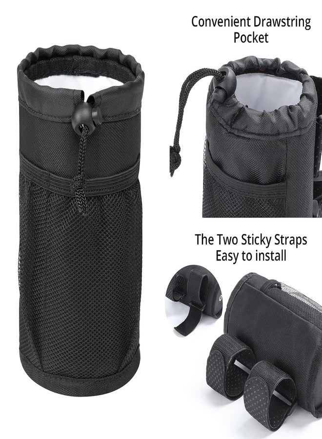GOTRAX Cup Holder, Bike Water Bottle Holder for E Scooters & E-Bikes - Adaptable, No-Screw Installation, Mesh Pockets, Sticky Straps - Fits Cups Diameter Less Than 3.15in/8cm - Black - Image 3