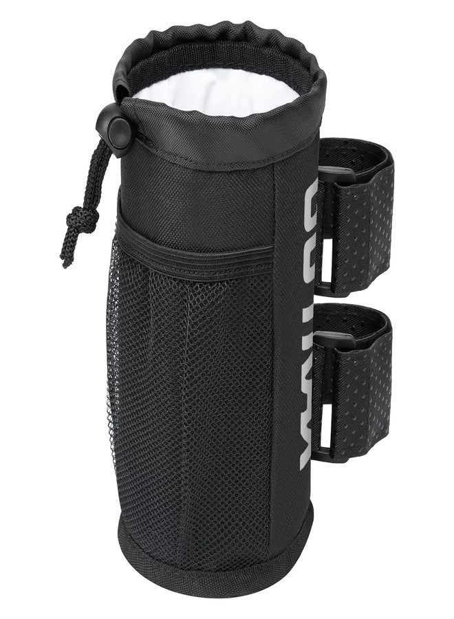 GOTRAX Cup Holder, Bike Water Bottle Holder for E Scooters & E-Bikes - Adaptable, No-Screw Installation, Mesh Pockets, Sticky Straps - Fits Cups Diameter Less Than 3.15in/8cm - Black - Image 1