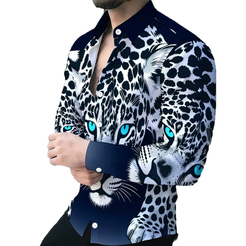Men's Colorblock Print Long Sleeve Shirt - Image 2