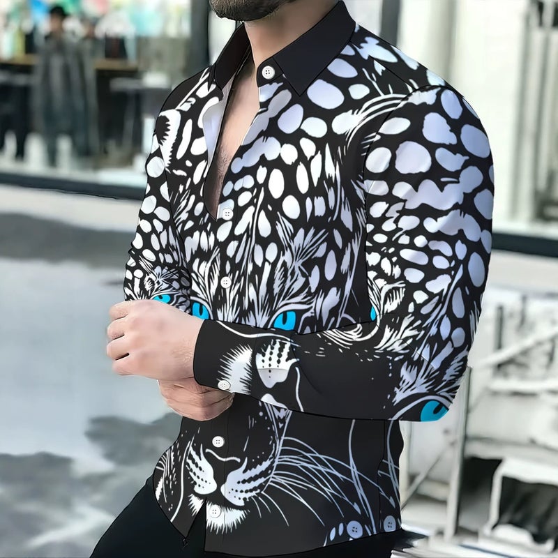 Men's Colorblock Print Long Sleeve Shirt - Image 3