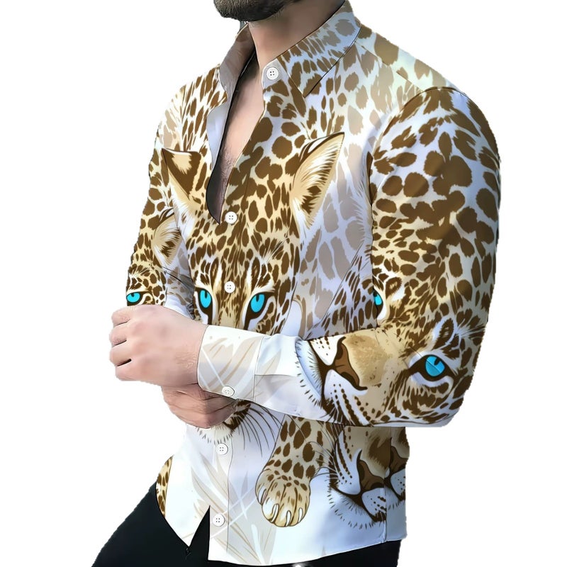 Men's Colorblock Print Long Sleeve Shirt - Image 5