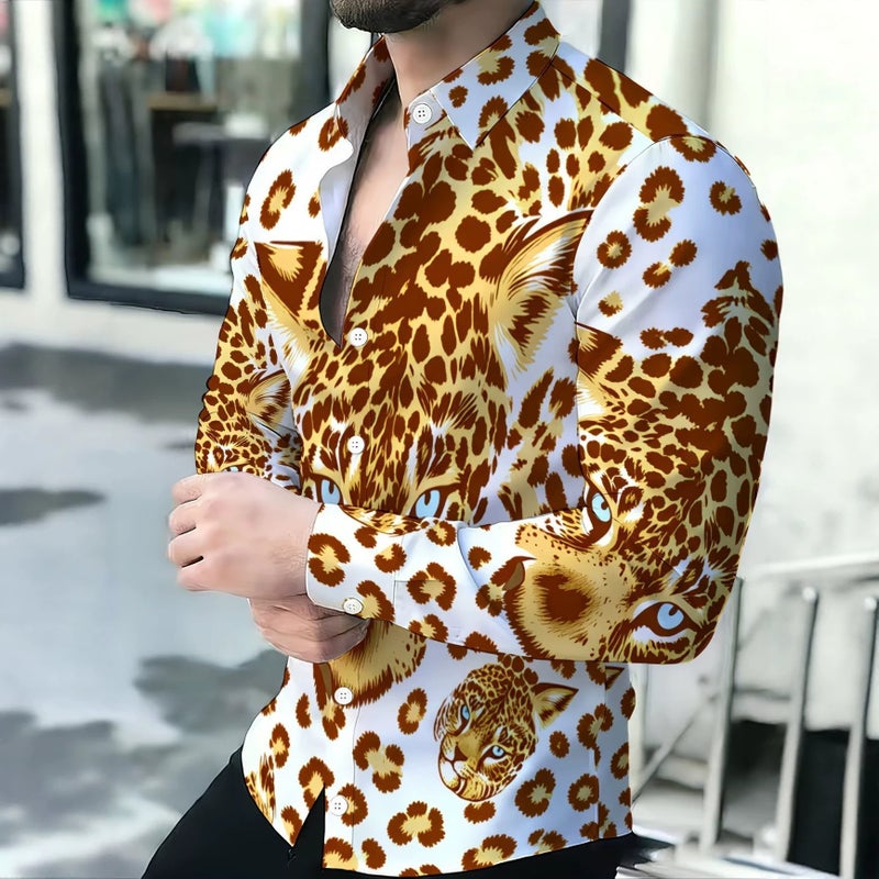 Men's Colorblock Print Long Sleeve Shirt - Image 1