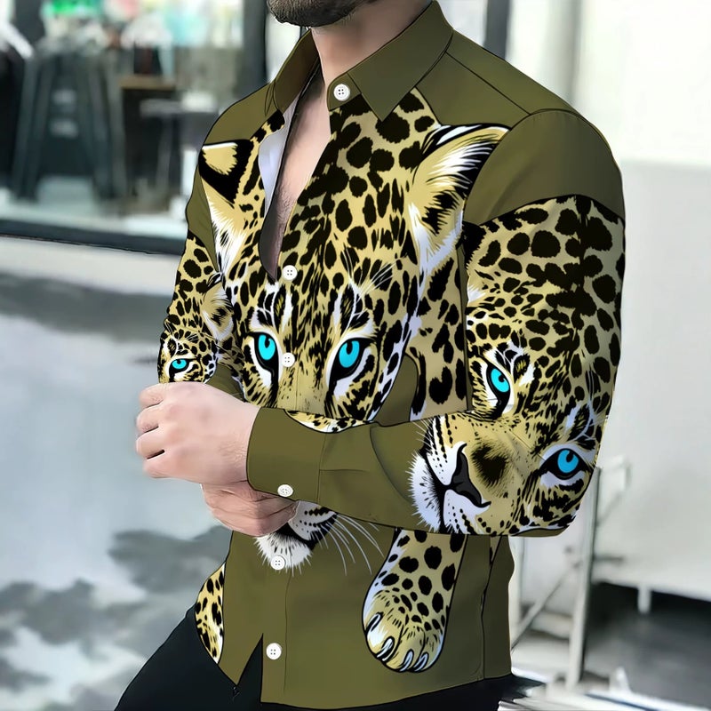 Men's Colorblock Print Long Sleeve Shirt - Image 4