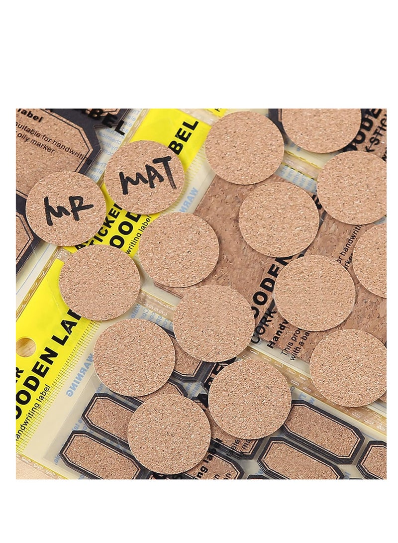 KASTWAVE 360 Pcs Wooden Stickers Labels, Rectangle Round Handwritten Waterproof Cork Labels, Jar Labels, Address Freezer Stationery Classification Labels for Storage Boxes Small Sticky Labels - Image 4