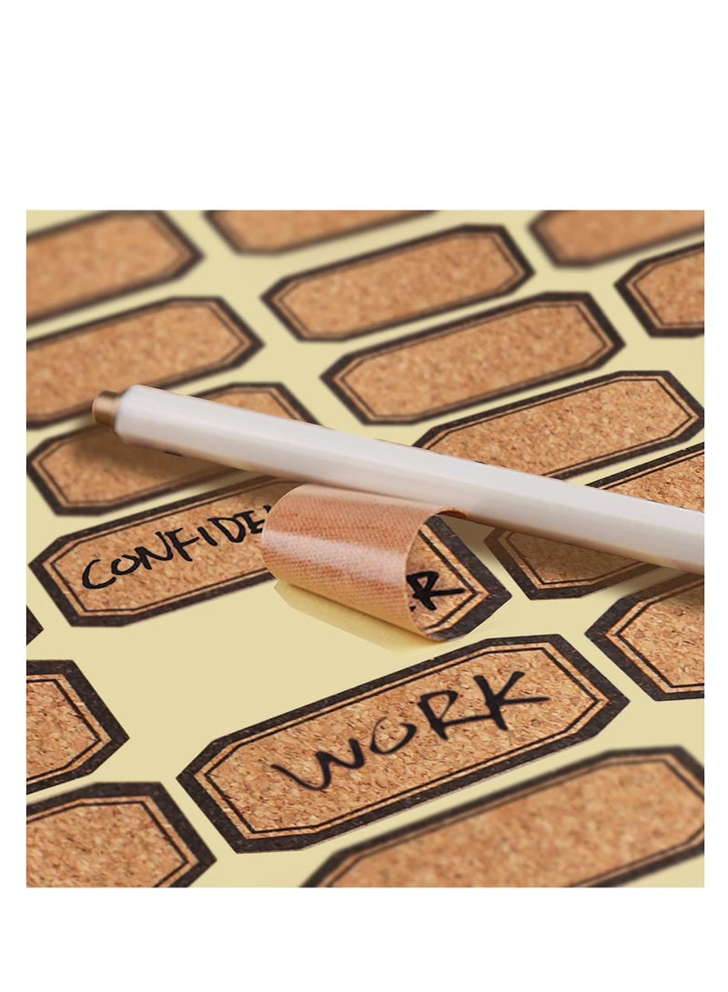KASTWAVE 360 Pcs Wooden Stickers Labels, Rectangle Round Handwritten Waterproof Cork Labels, Jar Labels, Address Freezer Stationery Classification Labels for Storage Boxes Small Sticky Labels - Image 3