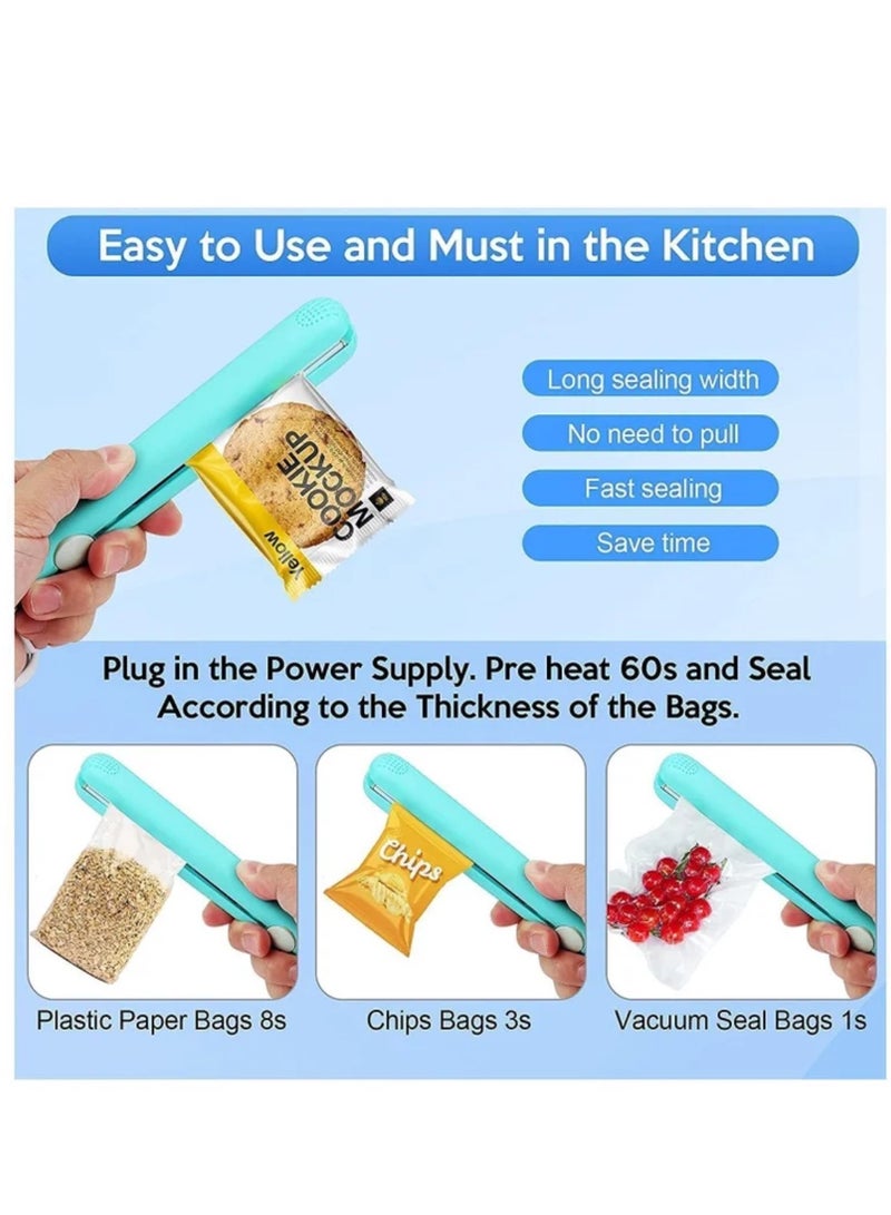 Mini Portable Food Bag Heat Sealer Machine, (Blue-01) - Image 2