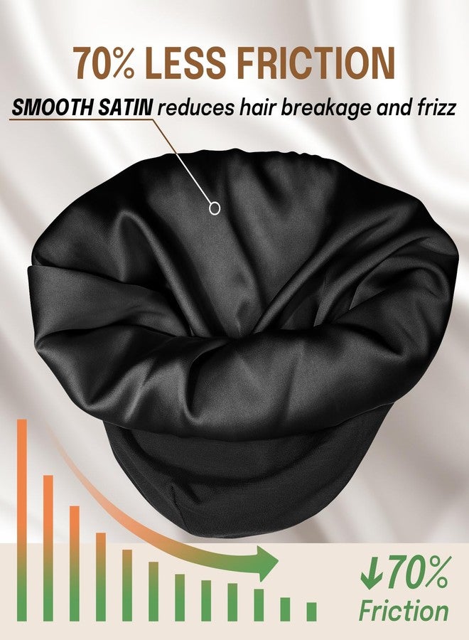 Fittia Baby Bonnet for 0-6 Months, Silky Satin Bonnet for Sleeping, Smooth for No Frizzy Hair, Adjustable for Non-Slip Black - Image 4
