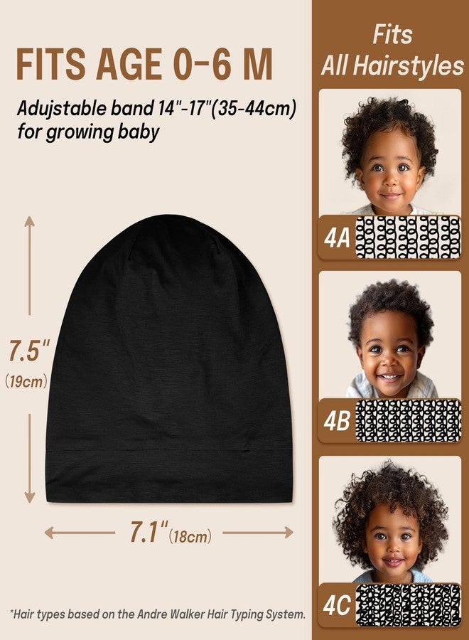 Fittia Baby Bonnet for 0-6 Months, Silky Satin Bonnet for Sleeping, Smooth for No Frizzy Hair, Adjustable for Non-Slip Black - Image 3