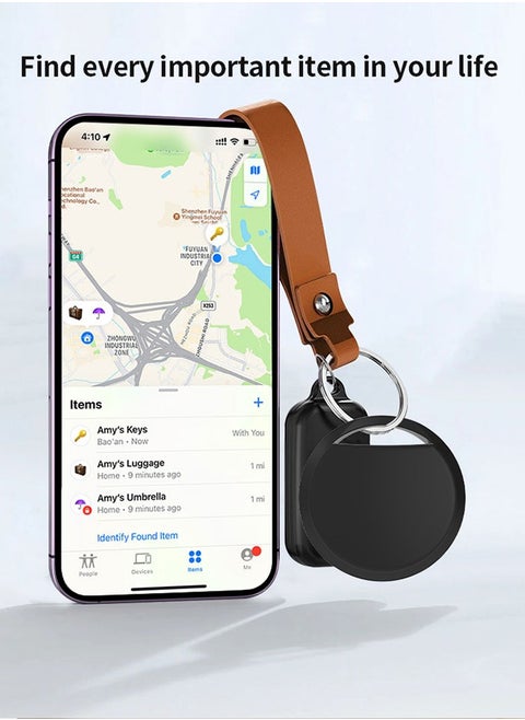 Smart Tracker Item Finder for phone Find My (iOS Only), Super MINI Size Key Finder Item Locator for Luggage,Wallet,Bicycle and More, IPX6 Waterproof Works Like (Black）