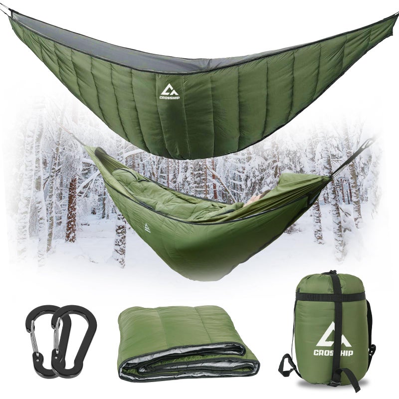CROSSHIP Hammock Underquilt for Camping - Full Length Orange Lightweight Warm Quilt for 3-4 Seasons (41-68Â°F) - Soft & Durable for Hiking, Backpacking, Beach, Travel - Holds Up to 500lbs - Image 1