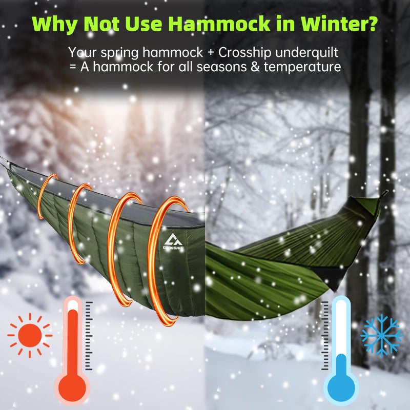 CROSSHIP Hammock Underquilt for Camping - Full Length Orange Lightweight Warm Quilt for 3-4 Seasons (41-68Â°F) - Soft & Durable for Hiking, Backpacking, Beach, Travel - Holds Up to 500lbs - Image 5