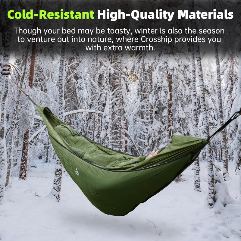 CROSSHIP Hammock Underquilt for Camping - Full Length Orange Lightweight Warm Quilt for 3-4 Seasons (41-68Â°F) - Soft & Durable for Hiking, Backpacking, Beach, Travel - Holds Up to 500lbs - Image 2