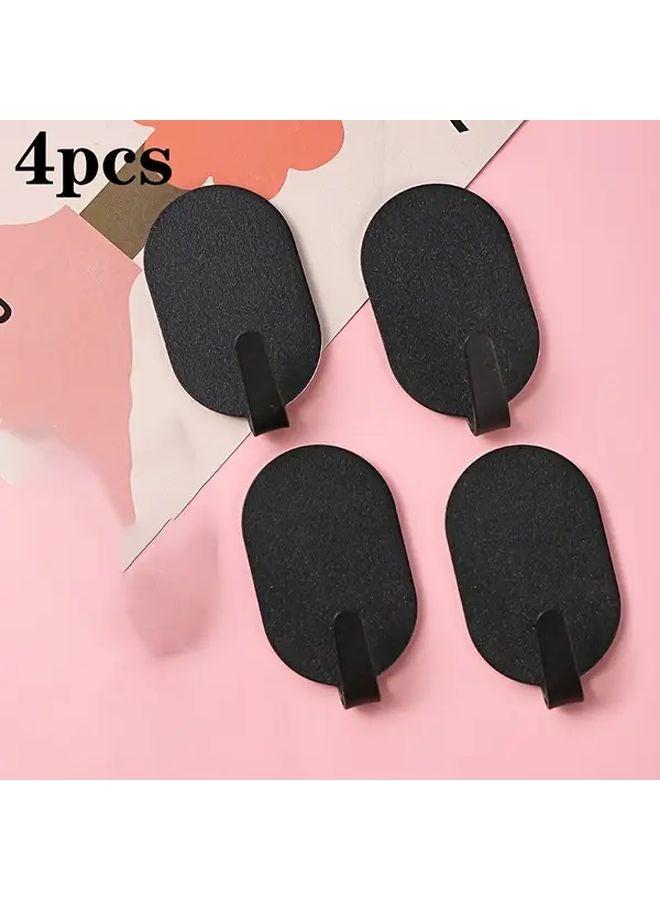 4pcs Black No Drill Adhesive Wall Hooks Modern Home Decor Storage - Image 1