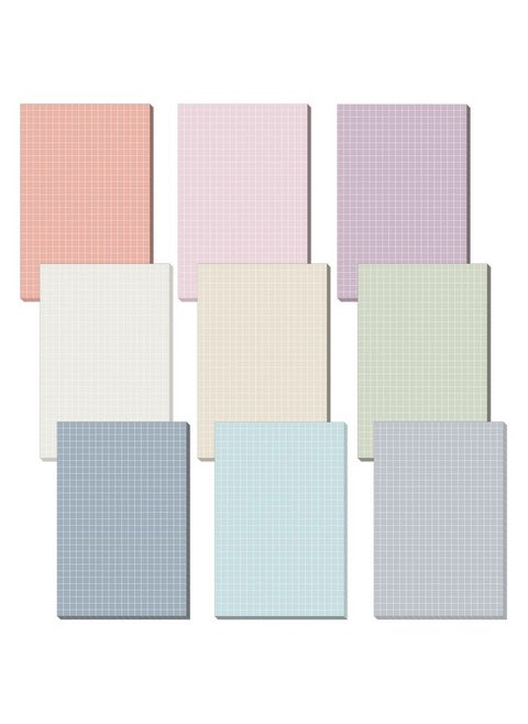 9 Pcs Color Grid Sticky Notes Self Adhesive Memo Pad Cute Graph Paper Sticky Notes Self Stick Note Pads With Grid Lines For Gifts Office Supplies, 4 X 6 Inch, 30 Sheets