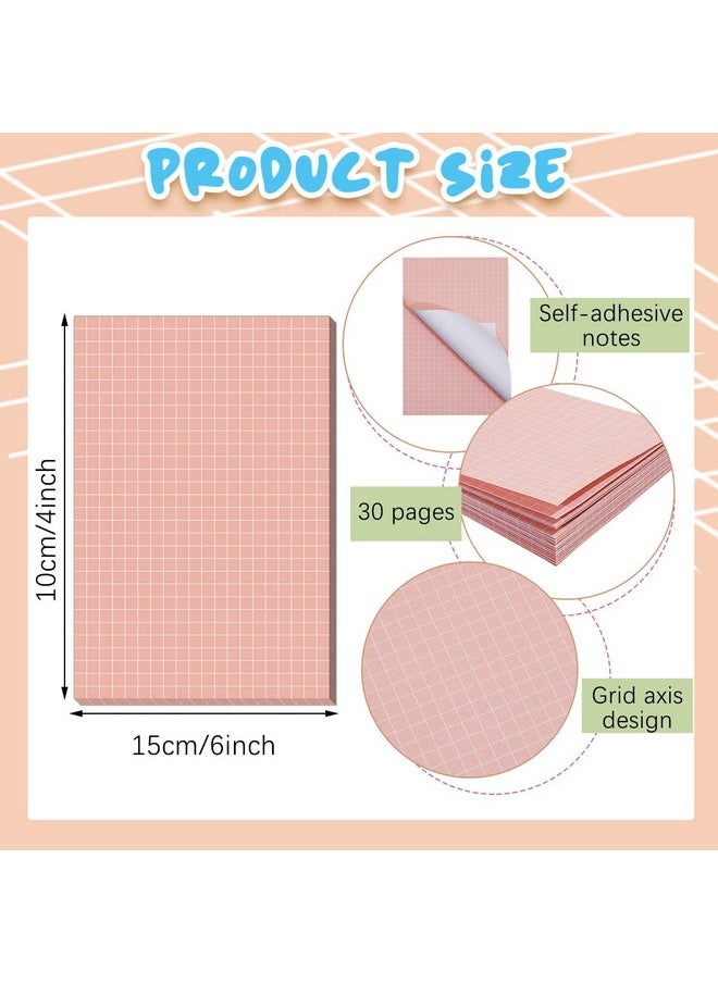 9 Pcs Color Grid Sticky Notes Self Adhesive Memo Pad Cute Graph Paper Sticky Notes Self Stick Note Pads With Grid Lines For Gifts Office Supplies, 4 X 6 Inch, 30 Sheets