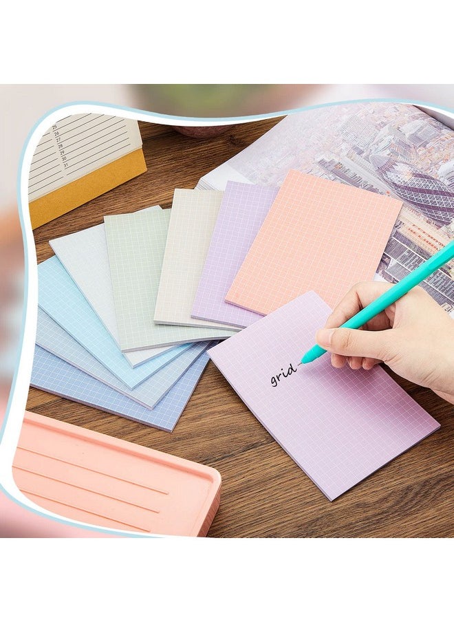 9 Pcs Color Grid Sticky Notes Self Adhesive Memo Pad Cute Graph Paper Sticky Notes Self Stick Note Pads With Grid Lines For Gifts Office Supplies, 4 X 6 Inch, 30 Sheets