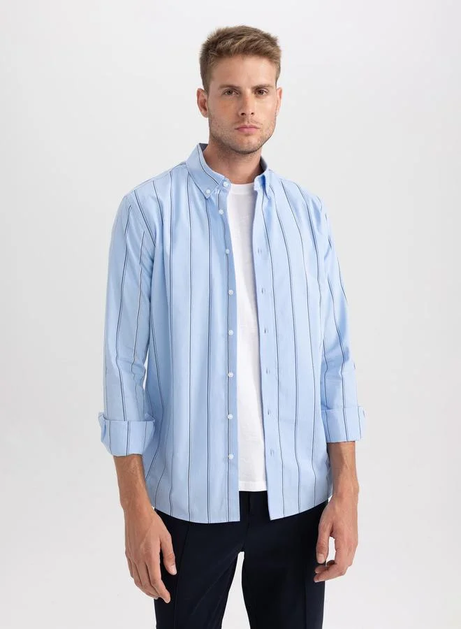 DeFacto Modern Fit Striped Woven Long Sleeves Shirt by Styli