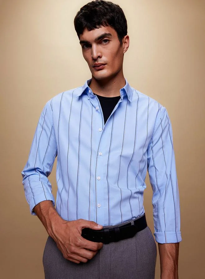 DeFacto Modern Fit Striped Woven Long Sleeves Shirt by Styli