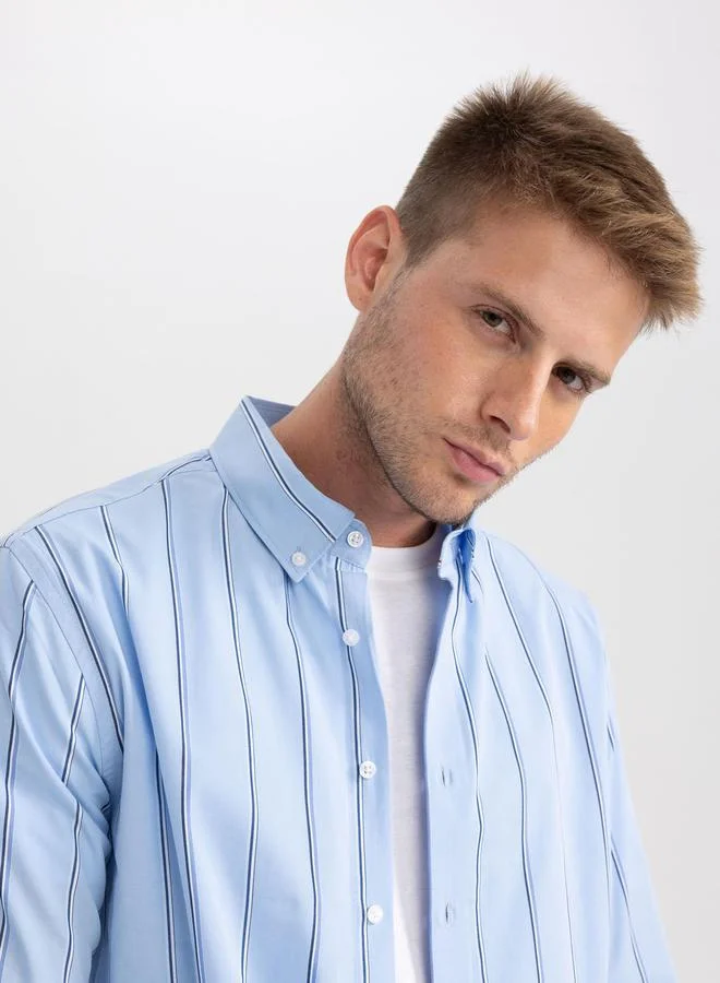 DeFacto Modern Fit Striped Woven Long Sleeves Shirt by Styli