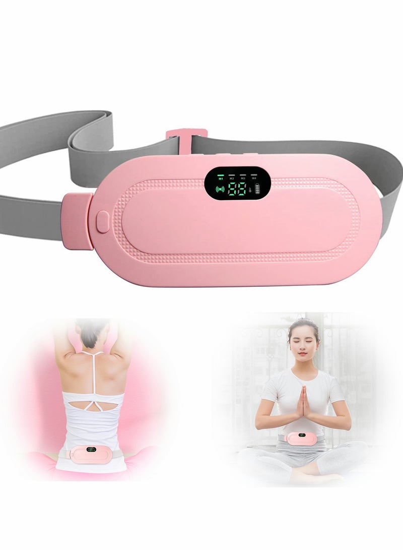 Portable Cordless Heating Pad with 3 Heat Settings & 4 Massage Modes - Ideal for Back & Belly Relief for Women (Pink) - Image 1