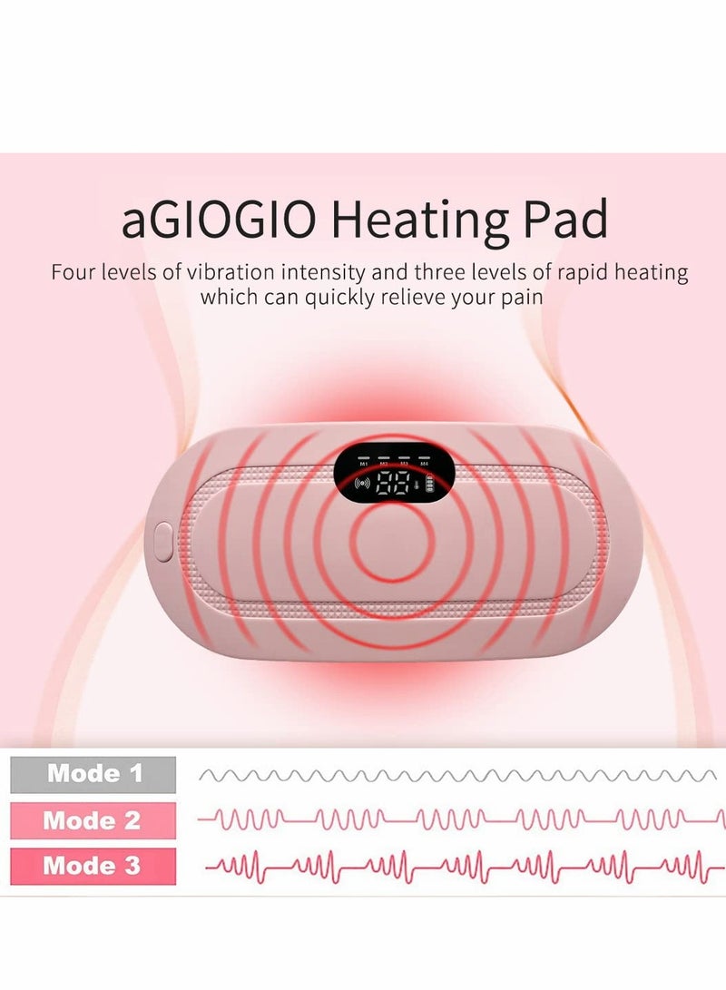 Portable Cordless Heating Pad with 3 Heat Settings & 4 Massage Modes - Ideal for Back & Belly Relief for Women (Pink) - Image 2