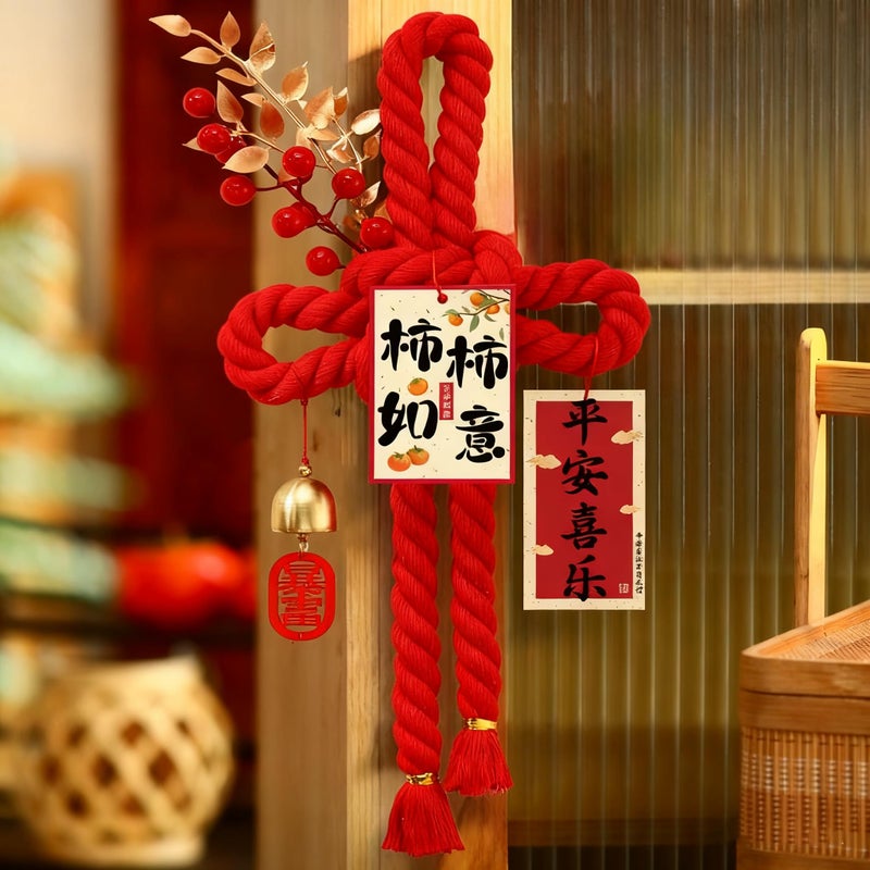 OLMIXA 2pcs Red Handmade Chinese Knots Tasselsï¼ŒLucky Tassel Hanging Ornaments for Chinese Lunar New Year, Spring Festival Red Pendant Rope Decoration for Bedroom Window Door Decor - Image 3