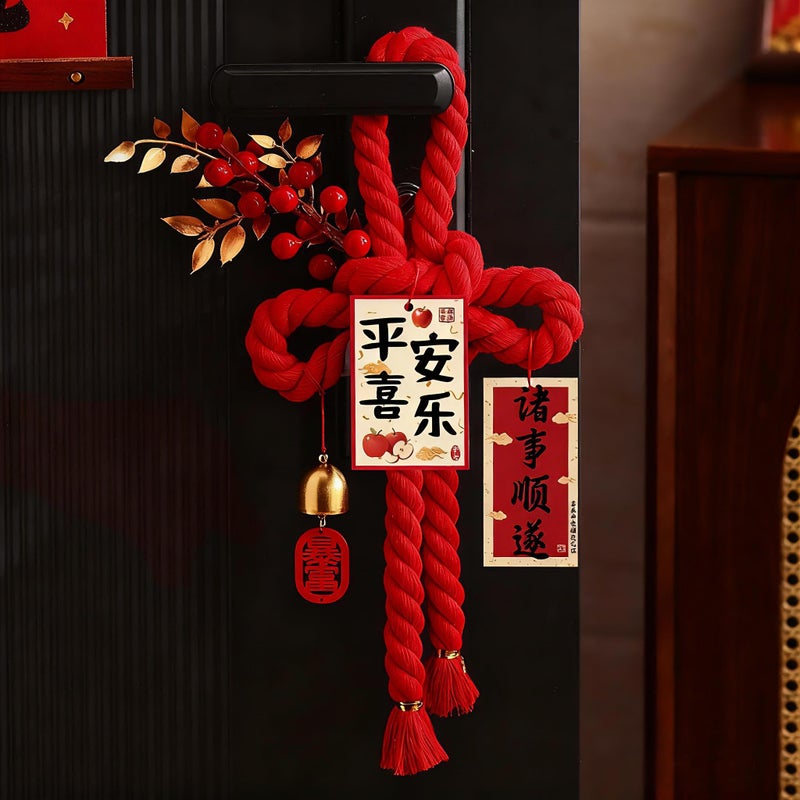 OLMIXA 2pcs Red Handmade Chinese Knots Tasselsï¼ŒLucky Tassel Hanging Ornaments for Chinese Lunar New Year, Spring Festival Red Pendant Rope Decoration for Bedroom Window Door Decor - Image 5