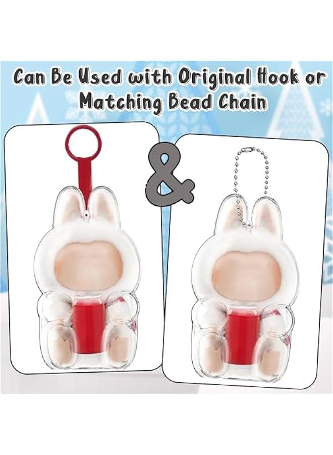 Clear Bag Keychain for LABUBU Plush Doll, Clear Doll Display Protective Cover, Hanging Figure Transparent Acrylic Case Storage Box for Fans Collector (Cola Sit)  - Image 3