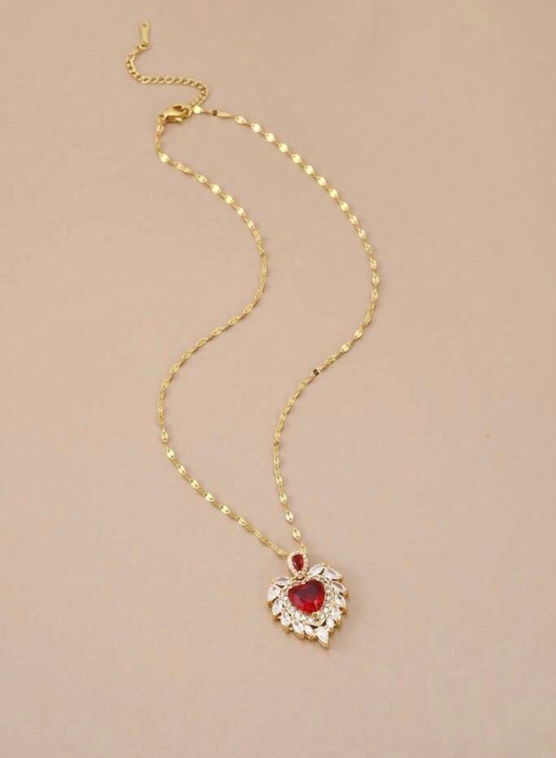 نونز أب سلسال نسائي مصنوع من الاستانلس ستيل مطلي باللون الذهبي عيار 18 ومرصع بالزركون - Image 2