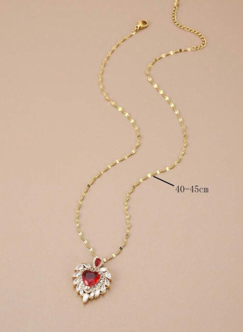 نونز أب سلسال نسائي مصنوع من الاستانلس ستيل مطلي باللون الذهبي عيار 18 ومرصع بالزركون - Image 3