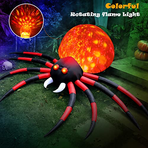 FunFanso 10FT Halloween Inflatables Spider Outdoor Decoration for Yard, Giant Blow Up Crawling Spider with LED Rotating Flame, Large Spider Prop for Halloween Party Garden Lawn Patio Outside House Window Decor - Image 2