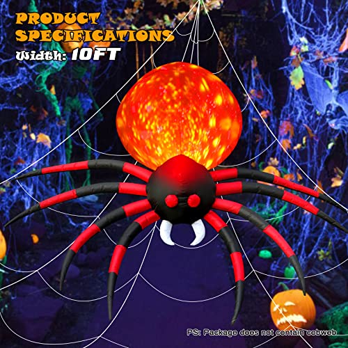 FunFanso 10FT Halloween Inflatables Spider Outdoor Decoration for Yard, Giant Blow Up Crawling Spider with LED Rotating Flame, Large Spider Prop for Halloween Party Garden Lawn Patio Outside House Window Decor - Image 4