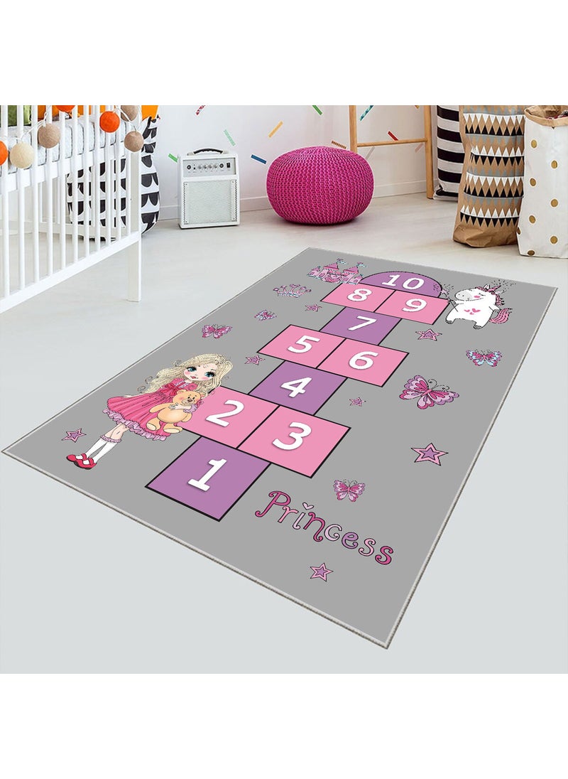 Vagonik - Wagonik Hopscotch Play Mat Princess Patterned Digital Printed Carpet with Non-Slip Base Washable for Children's Room - Image 1