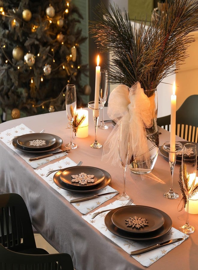 Tinideya 6 Pcs Faux Fur Placemats 18 x 12 Inches Fluffy Table Place Mats Small Fuzzy Rug for Indoor Outdoor Kitchen Dinner Party Dining Decorations Nonslip Washable Table Mats(White and Gold,6) - Image 4