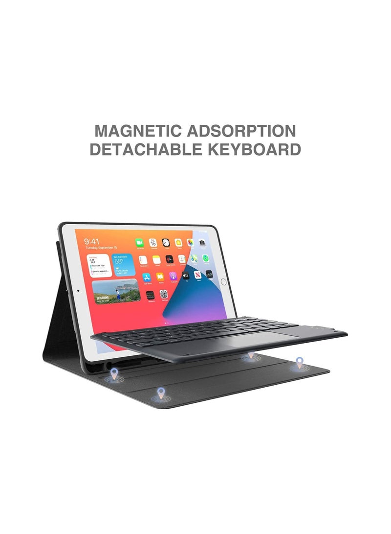 إلترازون iPad Keyboard 9th Generation, Keyboard for iPad 8th Generation/7th Gen 10.2 Inch, Smart Trackpad, Detachable Wireless with Pencil Holder - Image 2