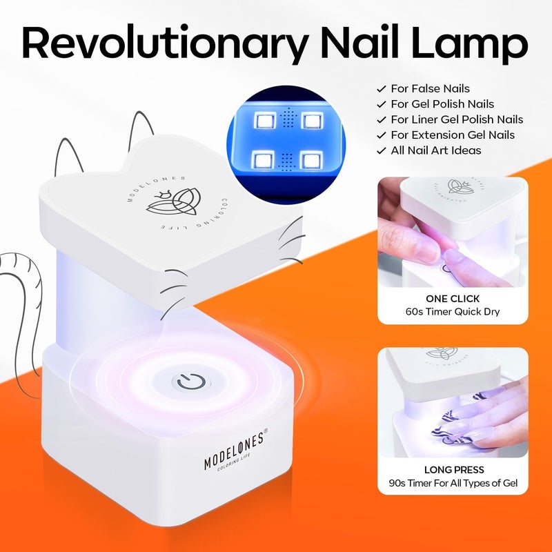 modelones Gel Nail Kit Almond, Upgrade 15Sizes Fake Nails, 9-in-One Glue Dehydrator & Mini U V Light Clipper, 510Pcs Medium Almond Press on Tips for Extension DIY Salon Home Gift - Image 5