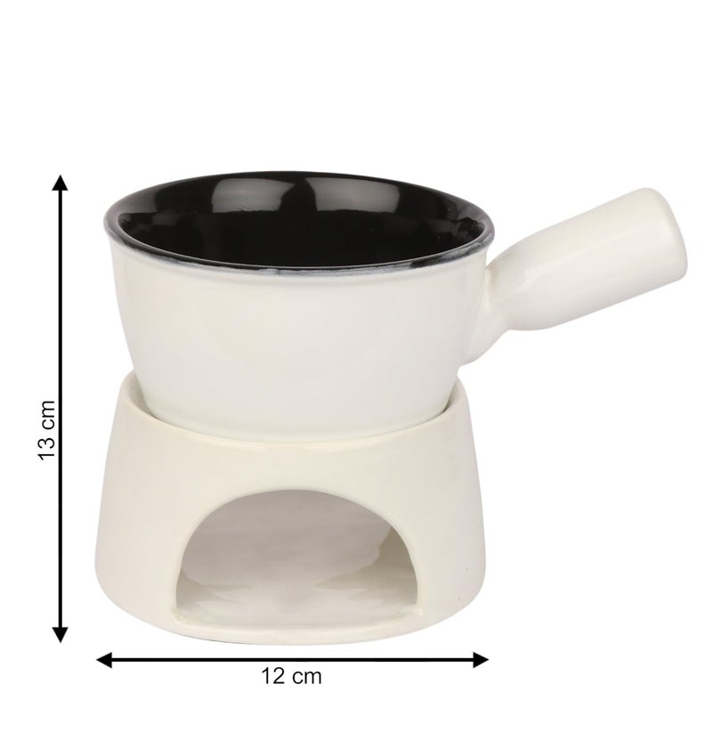 Pure Source India Pure Source India Ceramic Fondue Set Oil Diffuser with 10 Ml Lemon Grass and 4 Tea Candles White  - Image 5